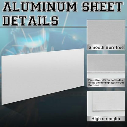 4 Pack 5052 Aluminum Sheet Metal 6" x 12" Aluminum Plate 1/8 (0.125'') Inch Thickness Rectangle Metal Panels for Industry Crafting Handcraft DIY Projects