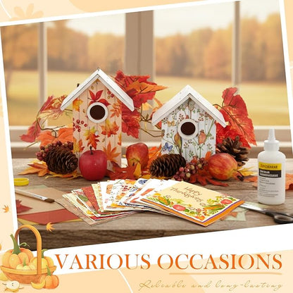 Crtiin 20 Pack Fall Decoupage Napkins Autumn Napkins Floral Pumpkin Maple Leaf Decorative Paper for Thanksgiving Harvest Birthday Party Beautiful Gorgeous, 20 Styles Each 6.5 Inches