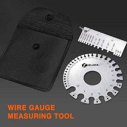 ZeeDix Wire Gauge Measuring Tool (2 Pcs) - Round Dual Sided Metal Sheet Gage & Metal Sheet Thickness Gauge, Stainless Sheet Wire Size Chart & Welding Measurement Tool