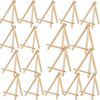 9.4" Tall Natural Pine Wood Tripod Easel Photo Painting Display Portable Tripod Holder Stand& Adjustable Wooden Tripod Tabletop Holder Stand for Canvas