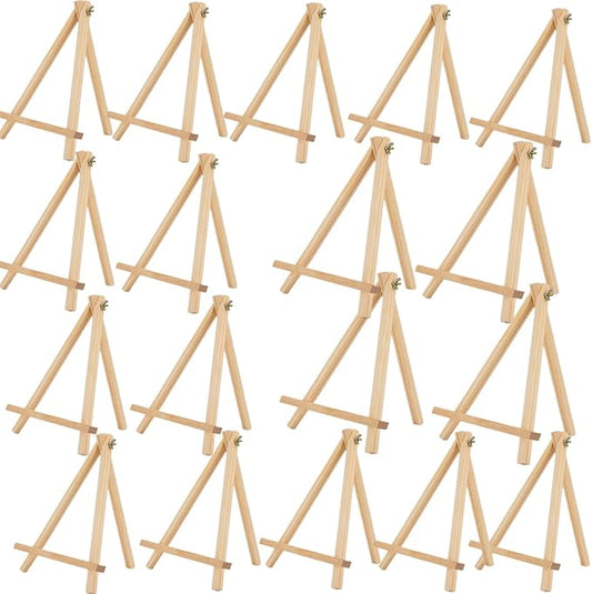 9.4" Tall Natural Pine Wood Tripod Easel Photo Painting Display Portable Tripod Holder Stand& Adjustable Wooden Tripod Tabletop Holder Stand for Canvas