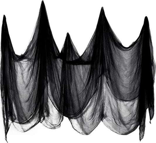 Boao Halloween Cheese cloth 85 x 394 Inch Black Cheesecloth Roll for Crafts Large Cotton Muslin Gauze Fabric for Halloween Outdoor & Indoor Spooky Decoration