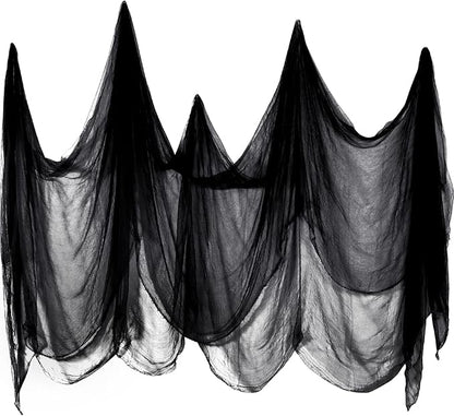 Boao Halloween Cheese cloth 39.37 x 393.7 Inch Black Cheesecloth Roll for Crafts Large Cotton Muslin Gauze Fabric for Halloween Outdoor & Indoor Spooky Decoration
