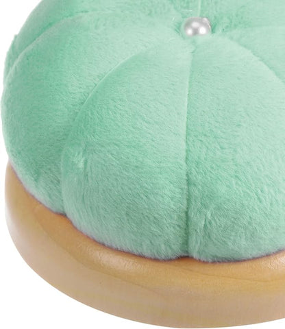 HARFINGTON Wooden Base Needle Pincushions Japanese Style Pin Cushions Round Pin Cushion Needle Holder for Sewing Quilting Needlework DIY Crafts, Light Green