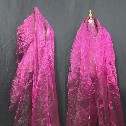 Two-Tone Iridescent Holographic Organza Fabric - 5.5 Yards | Lightweight Sheer Gauze Voile Tulle | for Dresses, Party Decor, DIY Crafts, Shiny Backdrops(Fuchsia Black)
