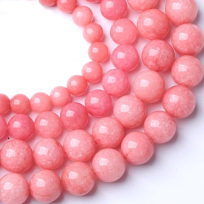 6MM Pink Rhodonite Jade Chalcedony Beads Natural Gemstone Beads Round Loose Beads for Jewelry and Bracelets Making 120pcs 2 Strands 32"