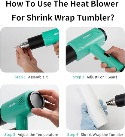 PYD Life Heat Blower Gun for Sublimation Blanks Shrink Wrap Film 110V Hot Air Gun for Shrink Wrap Temperature Control with 2-Temp Settings