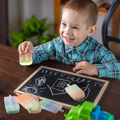 60 Pcs Ice Cream Sidewalk Chalk Set Multicolor Chalk Party Favors Bulk Washable Safe Outdoor Chalks for Kids Adults Fun Summer Playground Outdoor Activities Painting on Chalkboard Blackboard