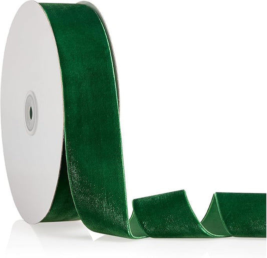 1.5" X 20 Yards Emerald Green Velvet Ribbon for Christmas Tree Wreath Decoration Handmade Crafts Ornaments Gift Wrapping & Bow Making