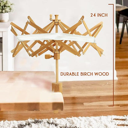 Brainmart Wooden Yarn Swift Umbrella Swift Yarn Winder Knitting Crocheting X-Large Heavy Duty Natural Beach Wood Handmade Swift, Holds up to a 6' Circumference Skein