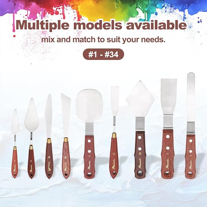 MECCANIXITY Pack of 1 Palette Knife No.15, 8.9" Long Palette Knives with Stainless Steel Flexible Spatula Pallet Knife and Wood Handle for Scraping, Mixing, Oil Acrylic Painting Canvas