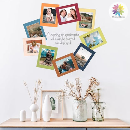Mat Board Center, Pack of 25, 11x14 for 8x10 Mix Color Picture Mat Sets - Acid Free, 4-ply Thickness, Bevel Pre-Cut White Core - Includes Backing Boards and Clear Bags - for Pictures, Photos, Framing