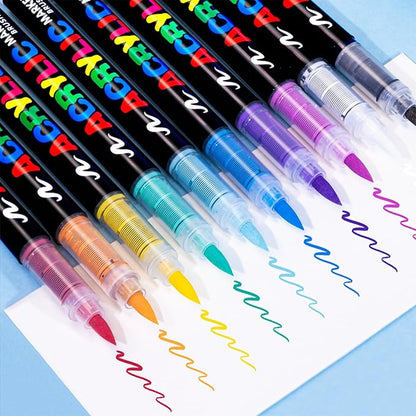 Guangna Acrylic Paint Markers,48 Colors with Direct-Liquid Ink Control System, Professional-Grade Paint Pen for Rock Painting, Canvas, Glass, Plastic, Fabric & Creative Crafts