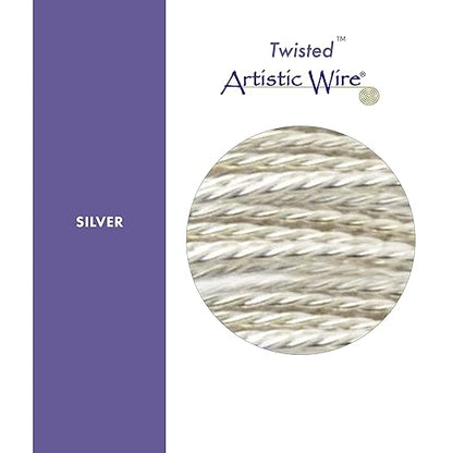 Artistic Wire, 20 Gauge / .81 mm Silver Plated Tarnish Resistant Colored Copper Craft Wire, Round Twist, Tarnish Resistant Silver, 12 ft / 3.65 m