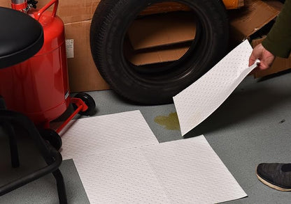 A A IN Oil-Only Absorbent Mat Pads, 100 Pack Oil Spill Pads, 20" x 15" White Absorbent Pads for Spill Control