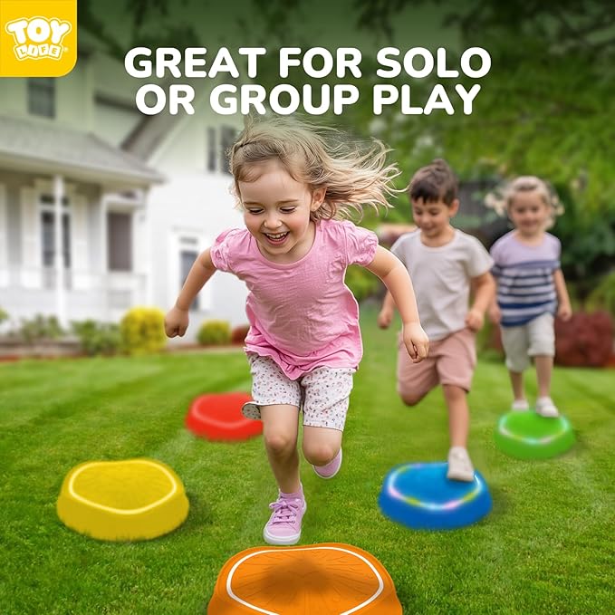 TOY Life 5 Pcs Light Up Musical Balance Stepping Stone for Kids, Indoor Outside Toys for Kids Ages 4-8, Toddler Outdoor Toys, Stepping Stones Game Sensory Balance Toy