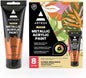 Arteza Metallic Acrylic Paint, Set of 8 Floral Brilliance Colors 4 oz Tubes, Rich Pigments, Non Fading, Non Toxic Paints for Artists & Hobby Painters