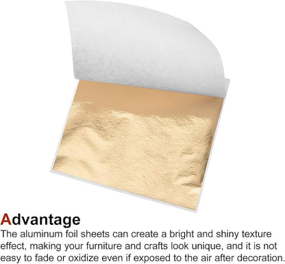 MECCANIXITY Gold Leaf Foil Sheet Champagne Gold Leaf Paper 3.3 x 3.1inch for Art Decoration, Sculpture, Painting, Pack of 100