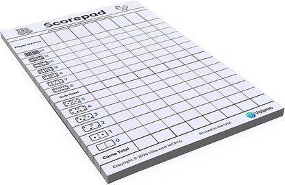 Mexican Train and Chicken Foot Dominoes Score Pad - 100 Scoring Sheets per Scorepad, 8.5 x 5.5 Inches - Score Sheets for Double 12 Domino Sets, White, VO-320