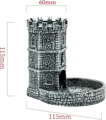 Dice Tower D&D Castle Dice Rolling Tower for Role Playing Game | Easy Roller Perfect for DND Tabletop Game and RPG (Grey)