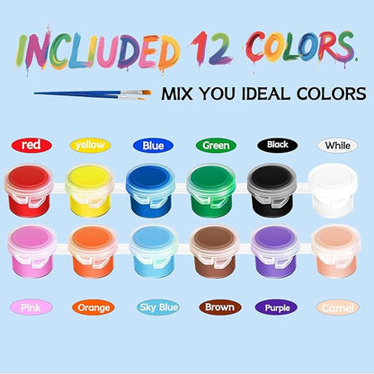 40 Pack Mini Acrylic Paint Set, 12 Colors Washable Paint Strips for Kids & Adults - Includes 80 Brushes, 480 PCS kids Paint Kits for Easter Eggs, Birthday, Classroom Party，school supplies