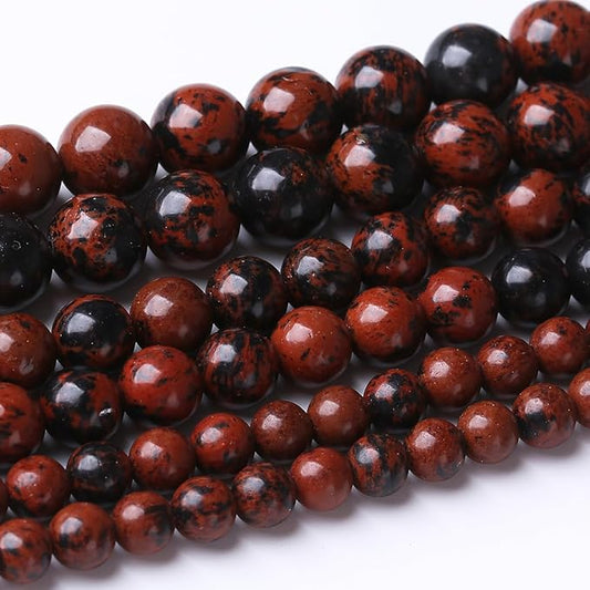 48PCS 8MM Red Black Jasper Stone Beads Energy Healing Beads for DIY Jewelry Bracelet Necklace Making for Jewelry Making 15Inch