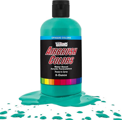 U.S. Art Supply Opaque Aqua Blue Acrylic Special Effects Airbrush Paint - 8oz Ready to Spray Air Brush Paint for Nails, Models, Fabric - Water-Based Air Brush Painting