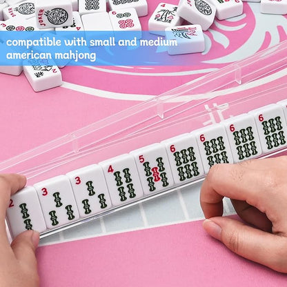 Mahjong Racks with Pushers Set of 4, Plastic American Mahjong Tile Racks Transparent, Mah Jongg Accessories Gifts for Mj Enthusiast