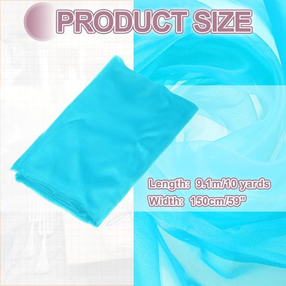 MECCANIXITY Iridescent Sheer Organza Fabric, 10 Yards x 59 Inches Solid Holographic Shiny Fabric Organza Cloth for Wedding, Curtains, Costume, Photo Background, Pale Blue