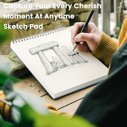 Classroom Must Haves, Sketch Pad for Kids Ages 8-12, 1 Pack-100 Sheets 9 by 12 Sketchbook for Kids, 68lb/100gsm Drawing Paper Pad, Spiral Sketch Books for Adults, Art Supplies for College Students.