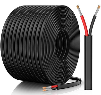 18 Gauge Wire, 18 AWG 2 Conductor Electrical Wire, Flexible/Oxygen-Free Tinned Copper/Stranded PVC 18/2 Cord for Automotive, Marine, LED Strips, Solar, RV, Lighting (100FT)