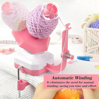 Zjyufy Yarn Winder Electric Yarn Ball Winder for Crocheting, 10oz Large Automatic Yarn Spinner Yarn Cake Winder with Stepless Speed Strong Tension, Pink