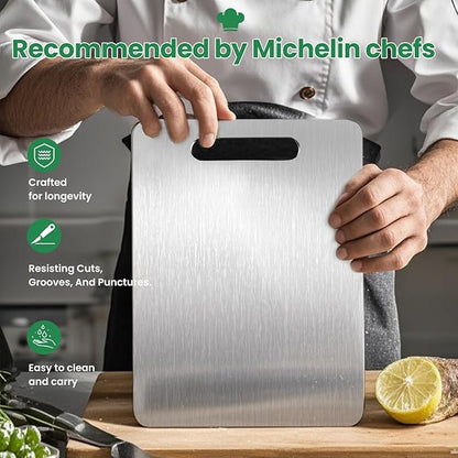 Titanium Cutting Board, 2025 New Upgrade 100% Pure Titanium Cutting Boards for Kitchen, Hygiene & Durability Non Stick Chopping Board, Double sided Cutting Mat, Easy to Clean (18 * 12)