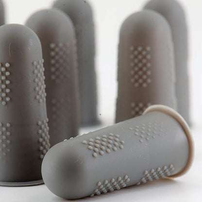 Finger Protectors [Flex Series - 12-Pack] Silicone Non-Stick Finger Covers [Grey - Small (6) / Medium (6)] for Hot Glue | Sewing | Wax | Rosin | Resin | Honey | Adhesives | Scrapbooking