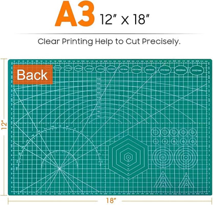 2 Pack Self Healing Sewing Mat, JIARON 12'' x 18'' Cutting Mats for Crafts, Double Sided 5 Layers Craft Cutting Mat for Sewing, Crafts, Scrapbooking Mat.