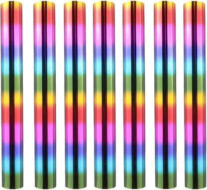 7PCS Rainbow Toner Reactive Foil,Use with Laminator Laser Printer,Paper Holographic Heat Transfer Crafts Roll for Scrapbooking Crafting Cardstock Hot Stamping DIY