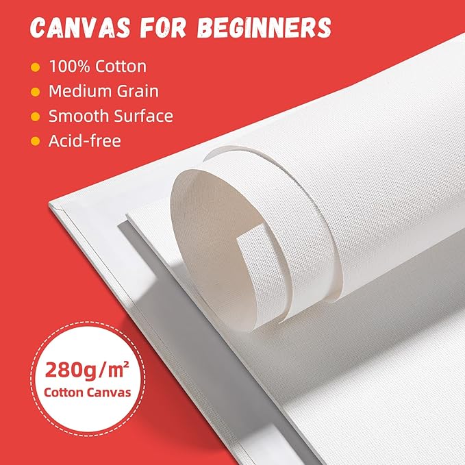 Simetufy 5x7inch 30 Pack Small Canvas Panels for Painting Mini Canvas Boards Primed Acid Free for Watercolor,Acrylic Paint