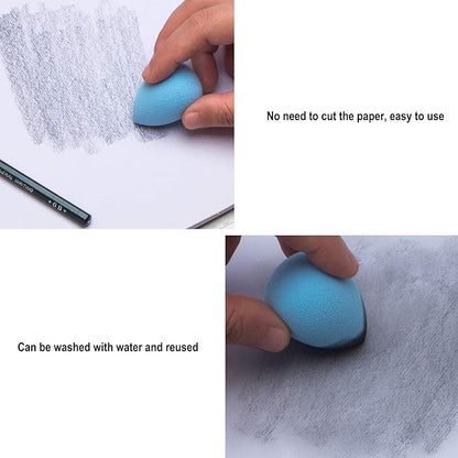 33 Pcs Blending Stumps and Tortillions Paper Art Blenders Drawing with Sandpaper Pencil Sharpener Extension Kneaded Eraser Rubbing Sponge for Student Artist Charcoal Sketch Drawing Tool