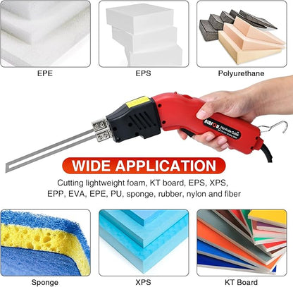 Foam Cutter Electric Hot Knife Styrofoam Cutter Foam Cutting Tool Hot Knife Foam Cutter Air Cooled 200W 110-120V (4 Blades) for XPS,EPS,EPP,EVA,EPE,KT Board,PU,Sponge