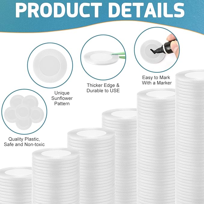 Coopay 500 Pieces Plastic Poker Chips, 1 Inch Bingo Chips Bulk Learning Counters Disks Poker Card Game, Counting Markers for Math Practice, Game Tokens and Teaching Rewards, 25 mm (White)
