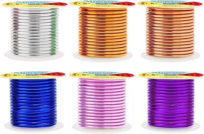 Mandala Crafts 10 Gauge Anodized Aluminum Craft Wire for Jewelry Making - 120 FT Colored Flexible Silver Copper Gold True Blue Purple Pink Wire - Bendable for Bonsai Armature Crafting Sculpting