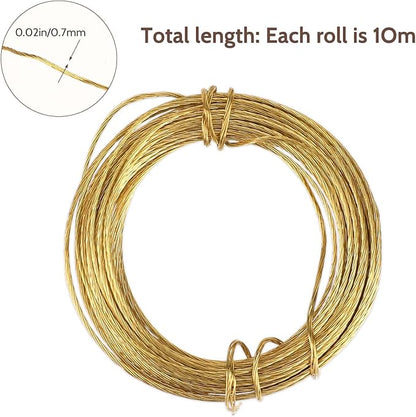33 Feet Picture Hanging Wire Picture Frame Brass Wire for Hanging Heavy Duty Metal Braided Wire for Hanging Pictures, Mirror, Artwork, Light