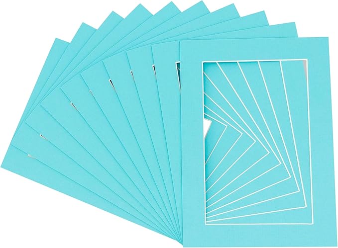 11x14 Mat for 8.5x11 Photo - Precut Aquamarine Blue Picture Matboard for Frames Measuring 11 x 14 Inches - Bevel Cut Matte to Display Art Measuring 8.5 x 11 Inches - Acid Free Pack of TEN MATS