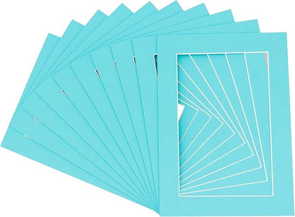 11x14 Mat for 8.5x11 Photo - Precut Aquamarine Blue Picture Matboard for Frames Measuring 11 x 14 Inches - Bevel Cut Matte to Display Art Measuring 8.5 x 11 Inches - Acid Free Pack of TEN MATS