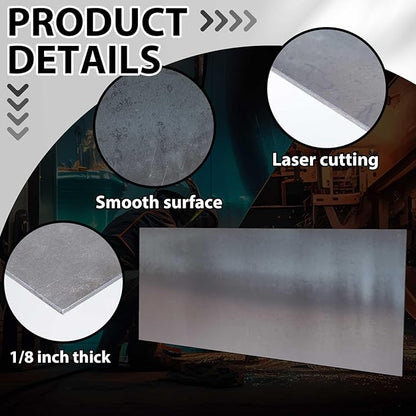 Hicarer 24 x 48 Inch A36 Carbon Steel Sheet 0.08" Thickness Length 14 Gauge Hot Rolled Steel Plate for Automotive Sheet Metal, Furniture or Industrial, Unpolished (Mill) Finish