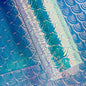 ONEART | Iridescent Transparent Embossed Vinyl Holographic Blue Clear PVC Vinyl Craft Film 16"×54" for Sewing DIY Projects-Conch