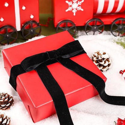 LaRibbons Thin Velvet Ribbon 1 Inch x 25 Yards, Black Velvet Ribbon for Christmas Tree, Gift Wrapping, Wreath Bow, Outdoor Decoration