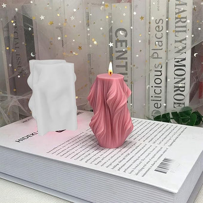 Carved Wavy Candle Mold Geometric Irregular Silicone Candle Soap Mold Fondant Chocolate Candy Cake Mould Plaster Clay Mold for Abstract Art Home Decor Tool