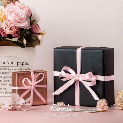 Ribbli Light Pink Satin Ribbon Double Faced Satin 1/4 Inch x Continuous 100 Yards-Baby Pink Ribbon for Gift Wrapping Crafts Wedding Decoration Bows Bouquet Floral Arrangement