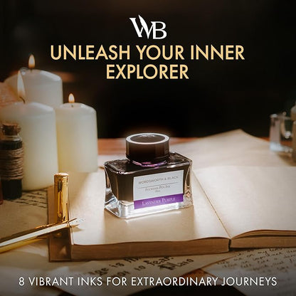 Wordsworth and Black Fountain Pen Ink Bottle (50 ml) Premium Luxury Edition, [Lavender Purple] Fountain Pens Bottled Ink; Classic Designed Bottle Smooth Flow 50 ml…